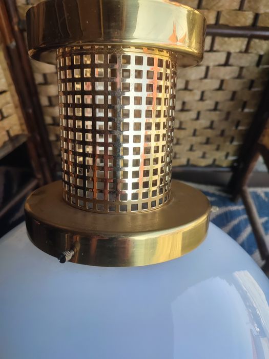Lampa mosiężna z czasów PRL - duża kula