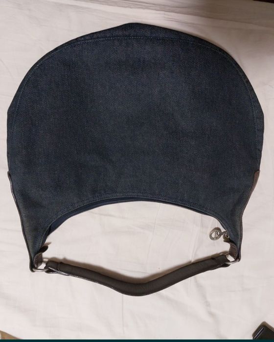 Mala de ombro em ganga e pele castanha