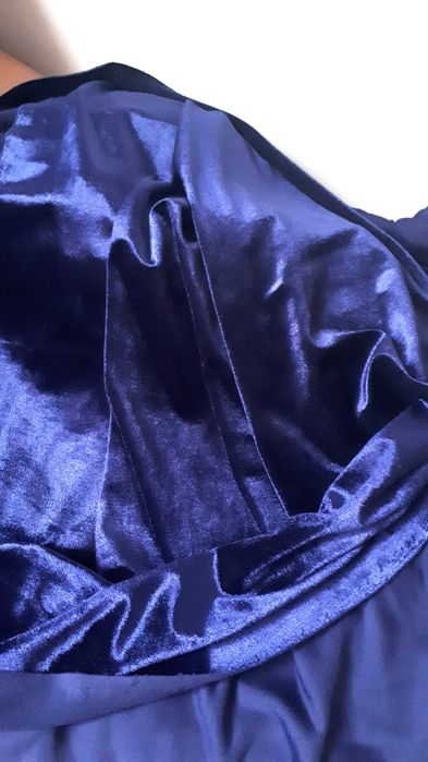 piękny aksamit kupon materiału 320/300 cm granatowy