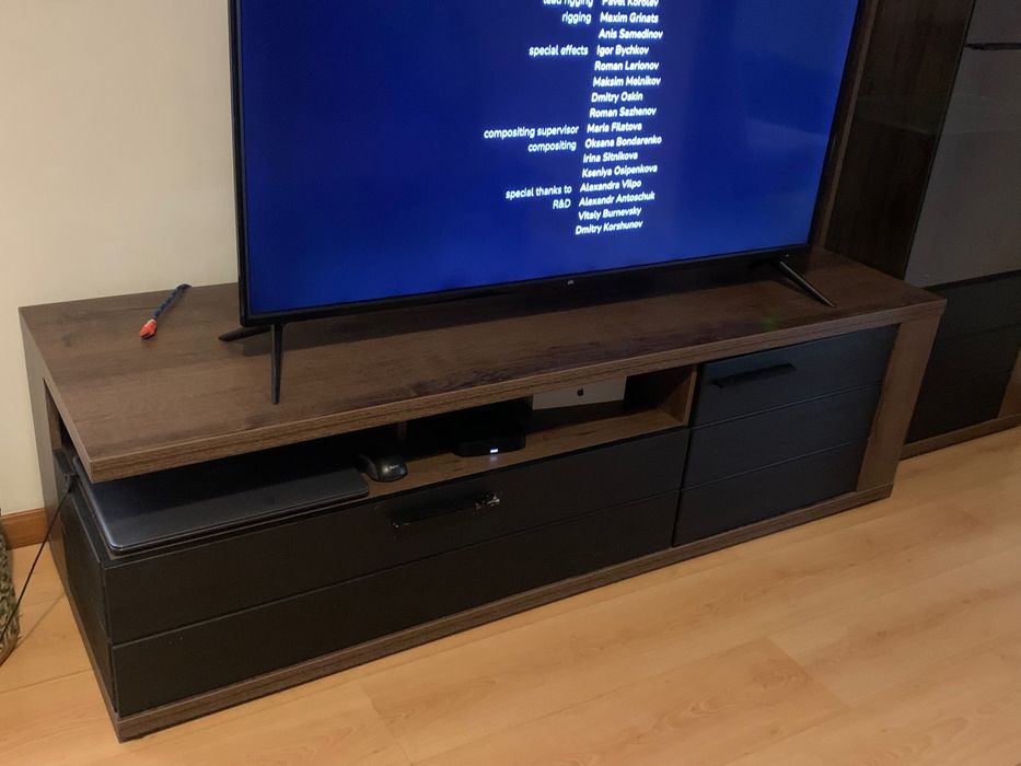 Conjunto sala estar lacjum (móvel tv + cristaleira + mesa centro)