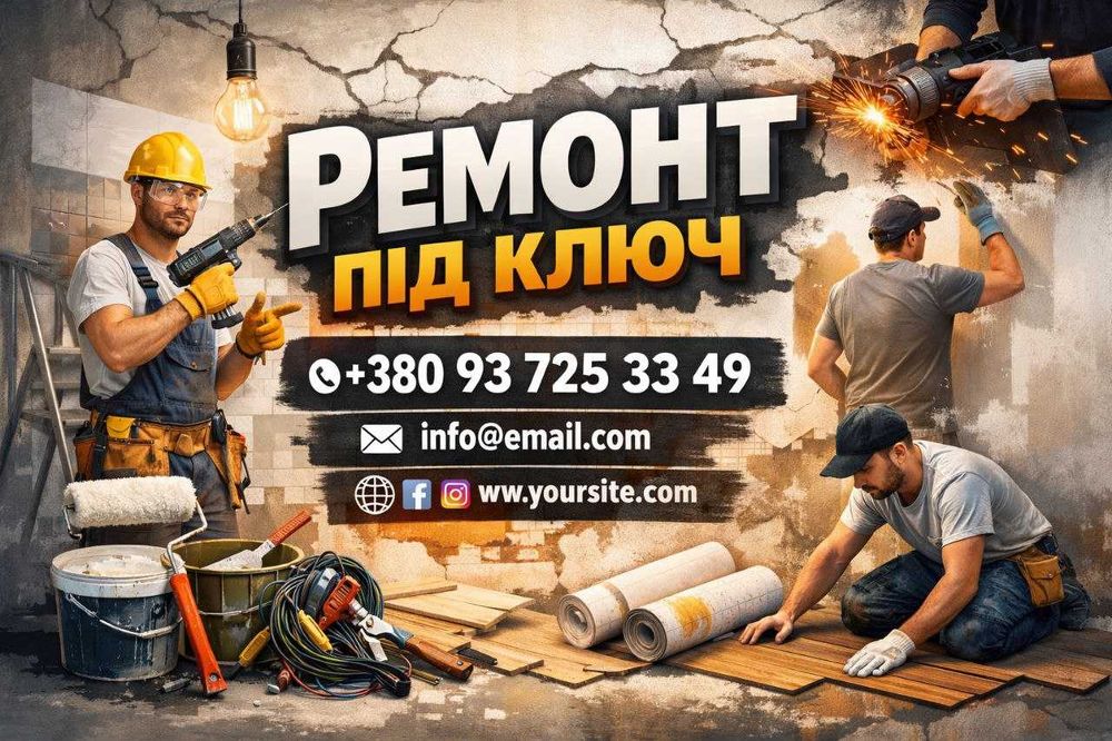 Ремонт квартир і будинків під ключ -якісно,швидко,за доступною ціною