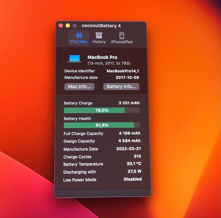 Macbook Pro 13 2017 8/256 91% A1708