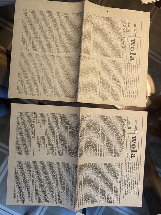 Kolekcja 12 szt pism podziemnych WOLA Solidarność 1983 Stan BDB