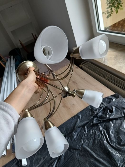 Lampa żyrandol złoty