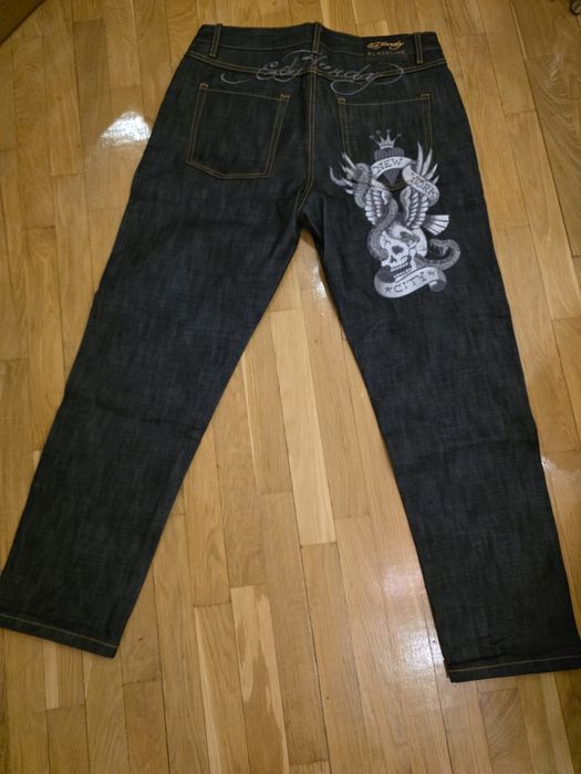 Джинси Ed HARDY Mens Nyc-Skull-Tatt Embroidered Denim Trousers Jeans