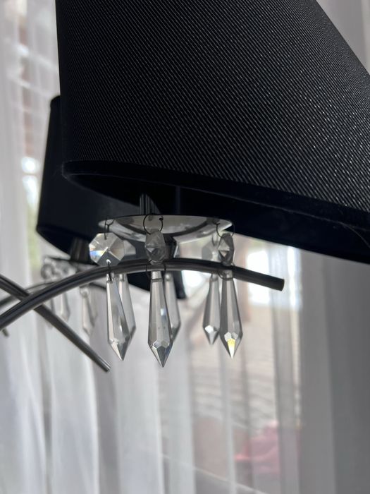 Lampa wiszaca czarno srebrna 5 ramienna