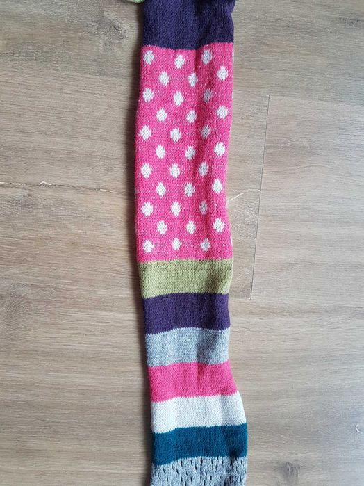 Zimowy szalik dziewczęcy H&M ONE SIZE 10% angora kolorowy kokardki