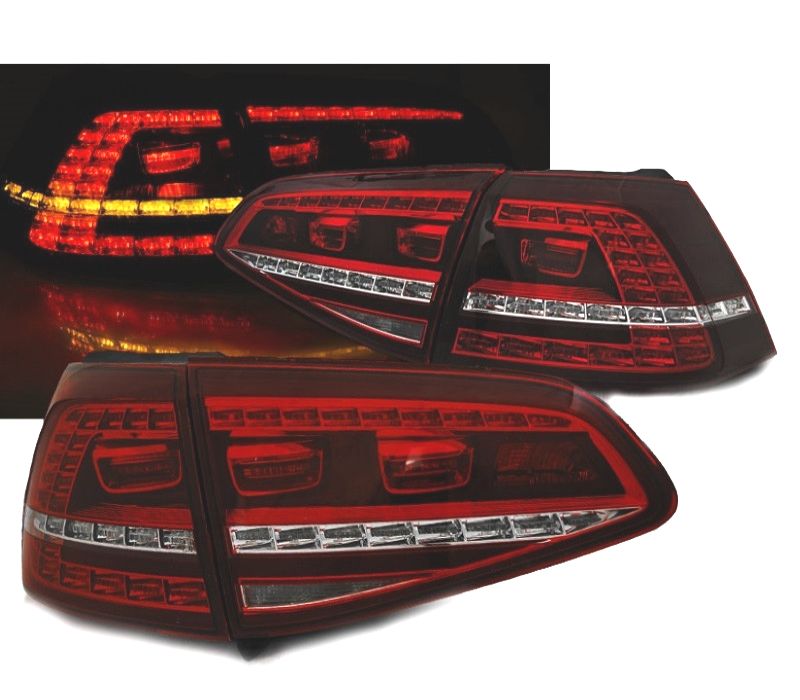 FAROLINS VOLKSWAGEN VW GOLF 7 12-17 LOOK GTI LEDS INDICADORES DINÂMICOS VERMELHO