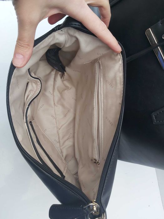 Torebka GUESS dwustronna torebki zestaw czarna srebrna 2w1