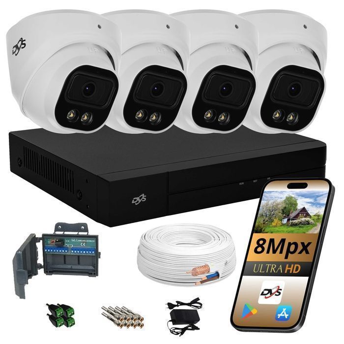Zestaw monitoringu rejestrator 4 kamery 8MP IR DVS DAHUA HIK BCS