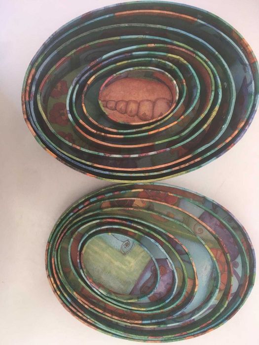 Conjunto de 8 Caixas com Padrão Esverdeado64585231339650121