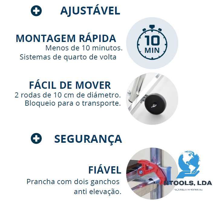 Andaime AlturaTrab 4.40Mt Exterior/Interior Alumínio Fácil Montagem