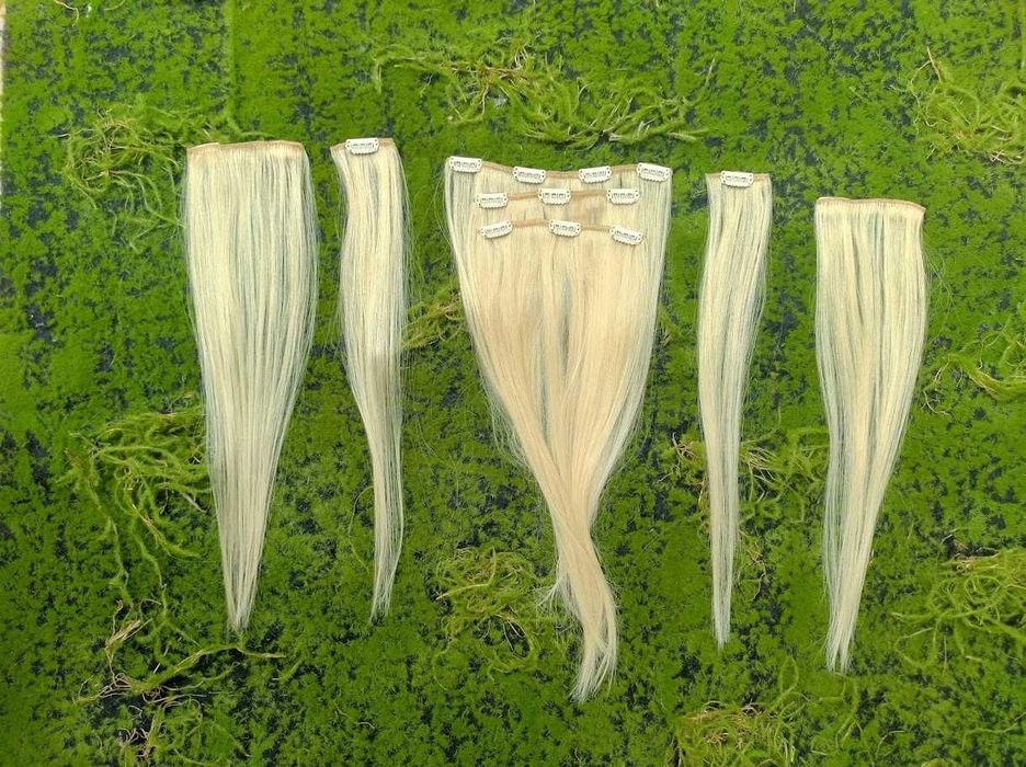 Zestaw clip in z włosów naturalnych ok 53cm blond
