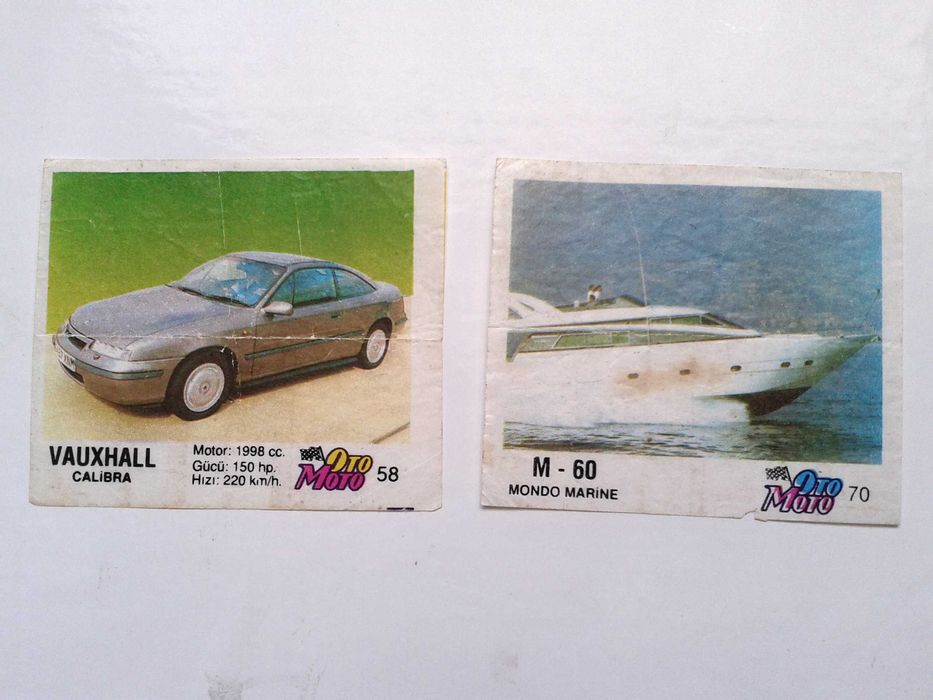 Вкладыши от жвачки (жвачек) Turbo Black (Kent), Oto Moto, Badi (Saray)