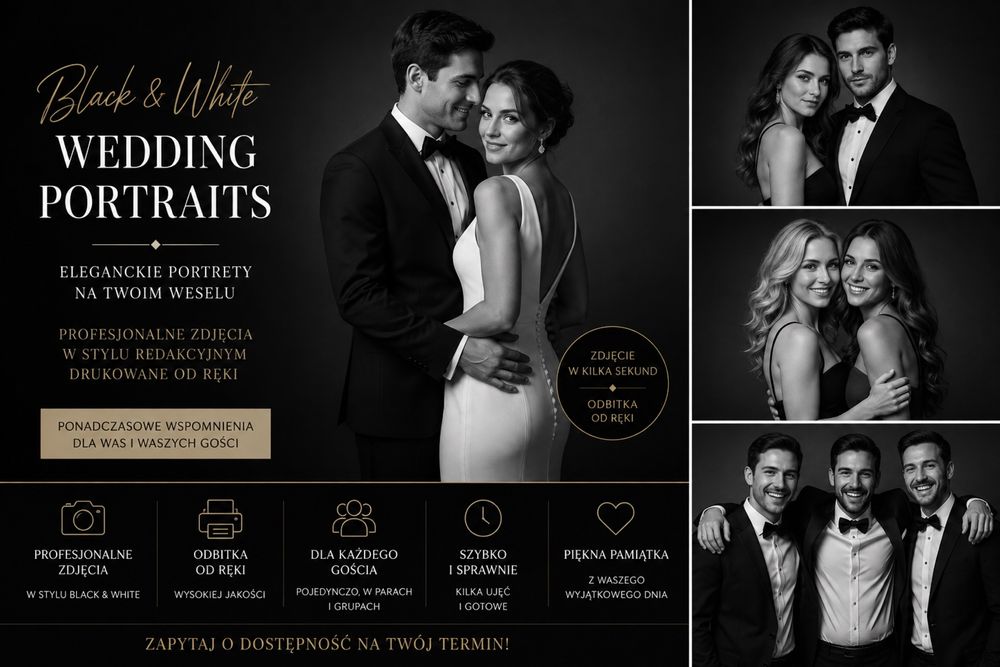 Black & White Wedding Portraits | Fotobudka PREMIUM | Wesele