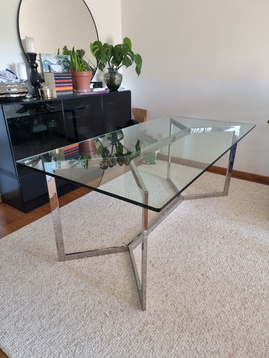 Mesa jantar vidro e inox