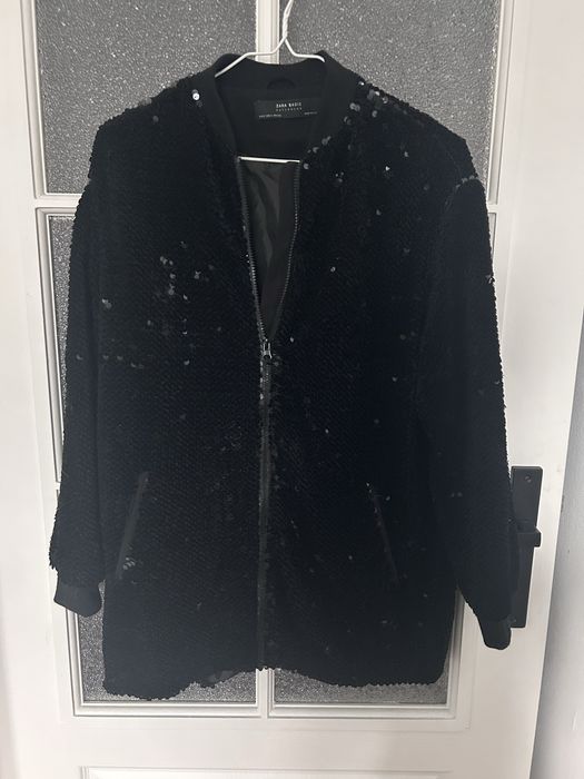 Kurtka narzutka bluza cekinowa cekiny czarna s Zara