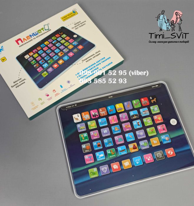 Дитячий інтерактивний планшет WToys озвучування українською мовою абетка цифри пісні навчальний