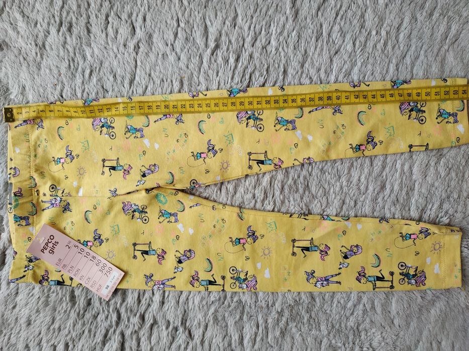 Nowe, cienkie legginsy/żółte/print/prezent/little kids/r.98