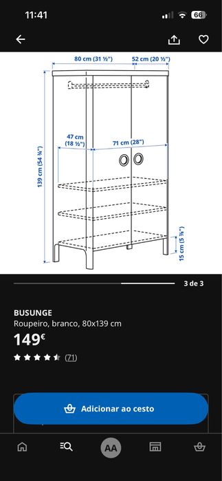 Roupeiro e comoda Ikea criança