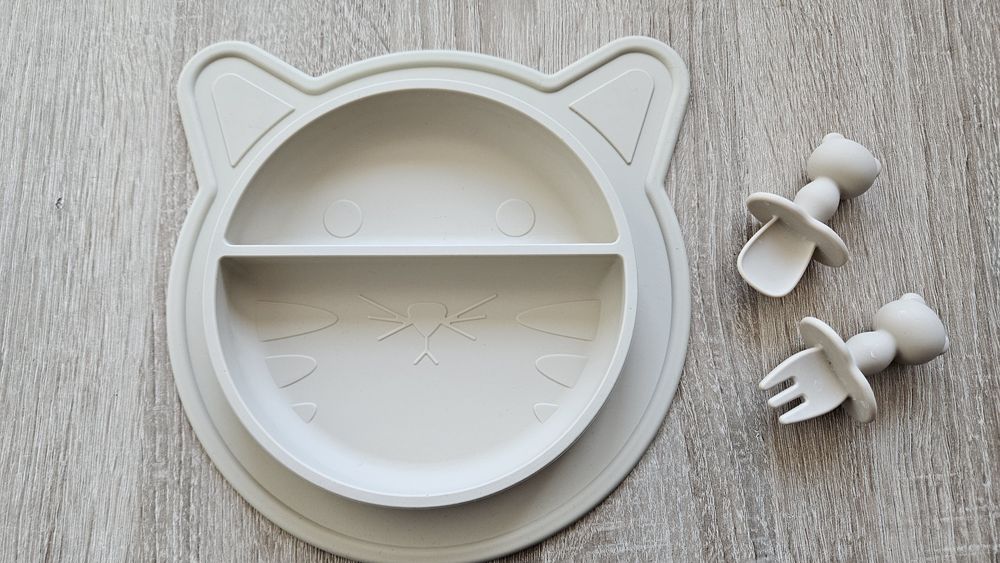 Zestaw Talerz +sztućce sylikonowe