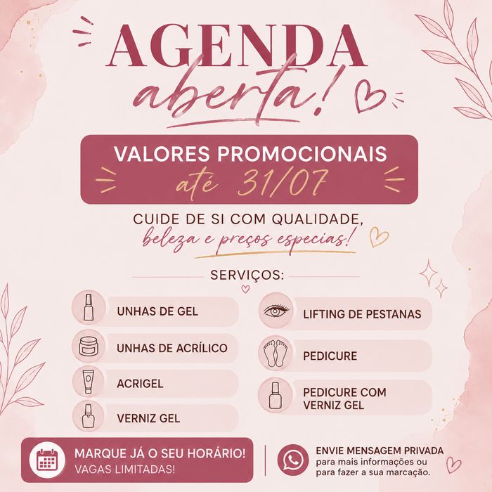 Servico de unhas com valores promocionais