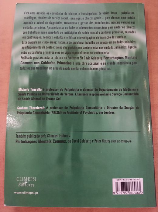Perturbações Mentais Comuns nos Cuidados  Primários