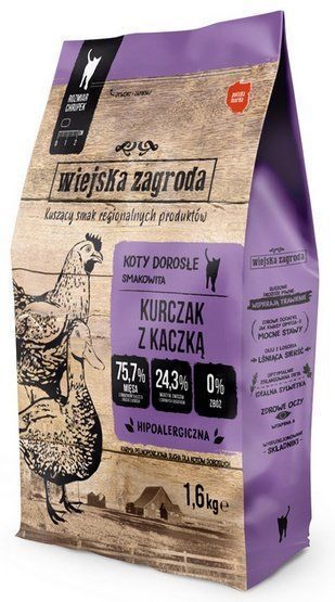 Lekkostrawna karma dla wybrednego kota - Wiejska Zagroda KURCZAK 1,6kg
