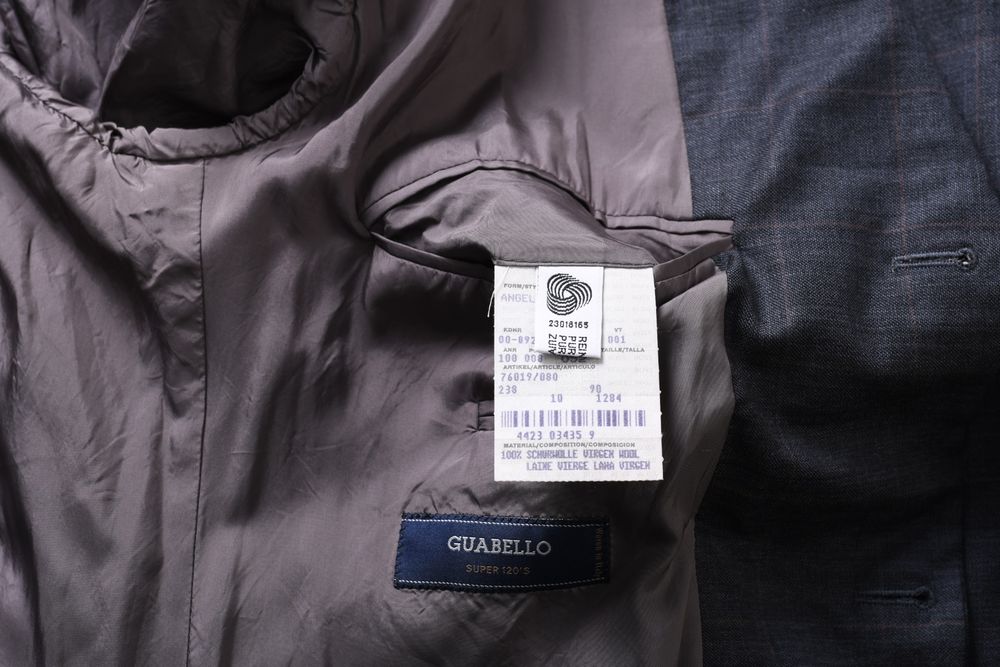 HUGO BOSS ANGELICO grafitowa marynarka męska w kratkę Pure New Wool 52