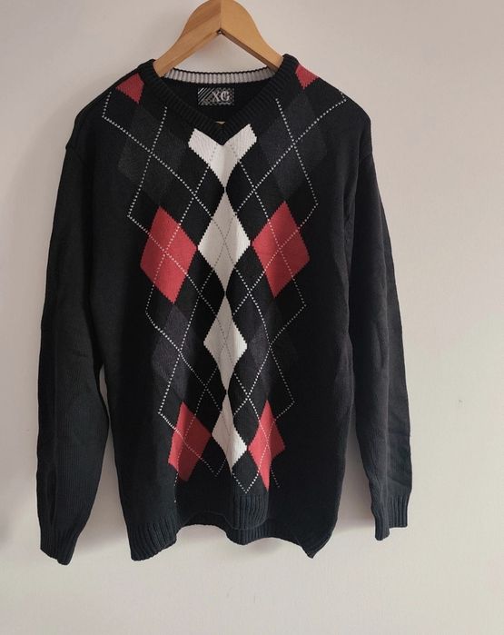 Czarny sweter męski w romby L