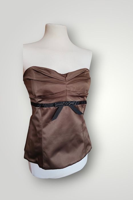 Top vintage gorset satynowu z kokardka y2k lolita downtown avantgarde