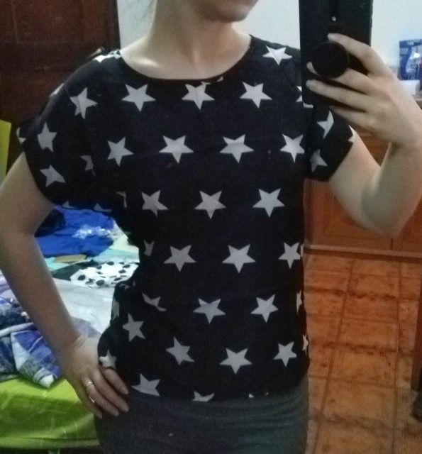 nowa czarna bluzka w białe gwiazdki M