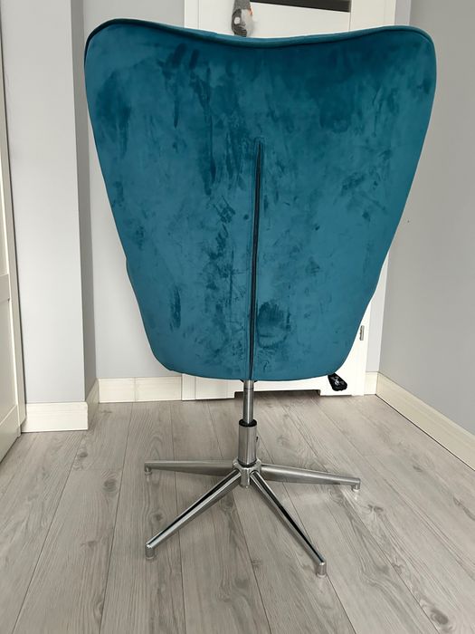 Fotel obrotowy welur turkusowy