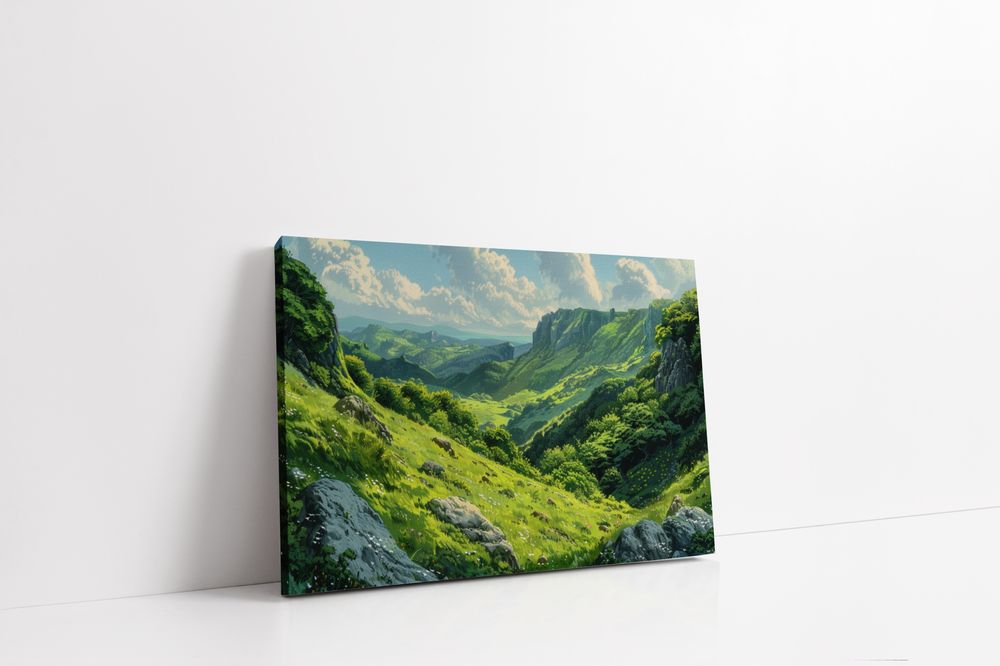 Obraz na płótnie "Zielona Dolina" 120x80 cm - Krajobraz górski