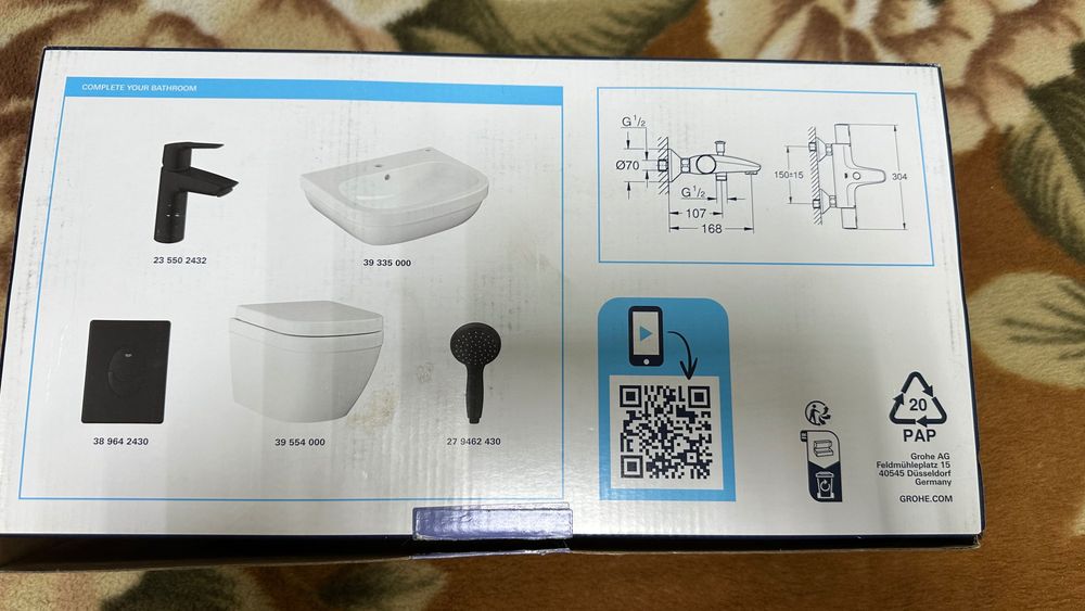 Смеситель для ванны с термостатом Grohe
