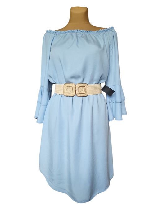 PASEK damski pleciony ELASTYCZNY  do sukienki BOHO beżowy