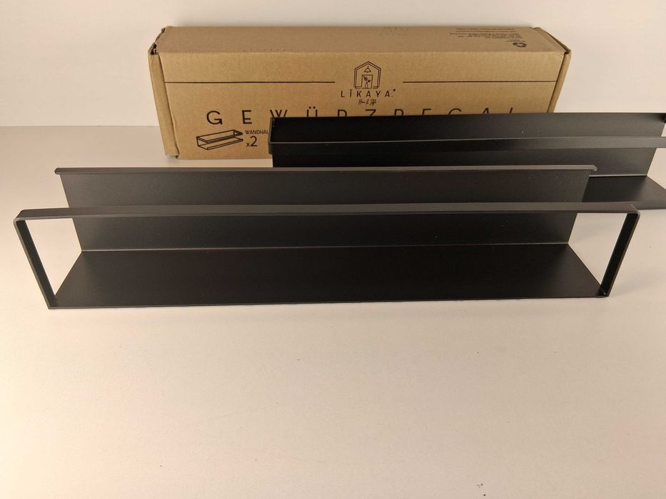 E020 Zestaw 2 Sztuki Półki Na Przyprawy Magnetyczne Likaya Czarne