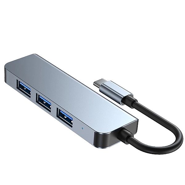 HUB Tech-Protect V1/4w1 USB-C - 3x USB-A 2.0 / USB-A 3.0 - szary