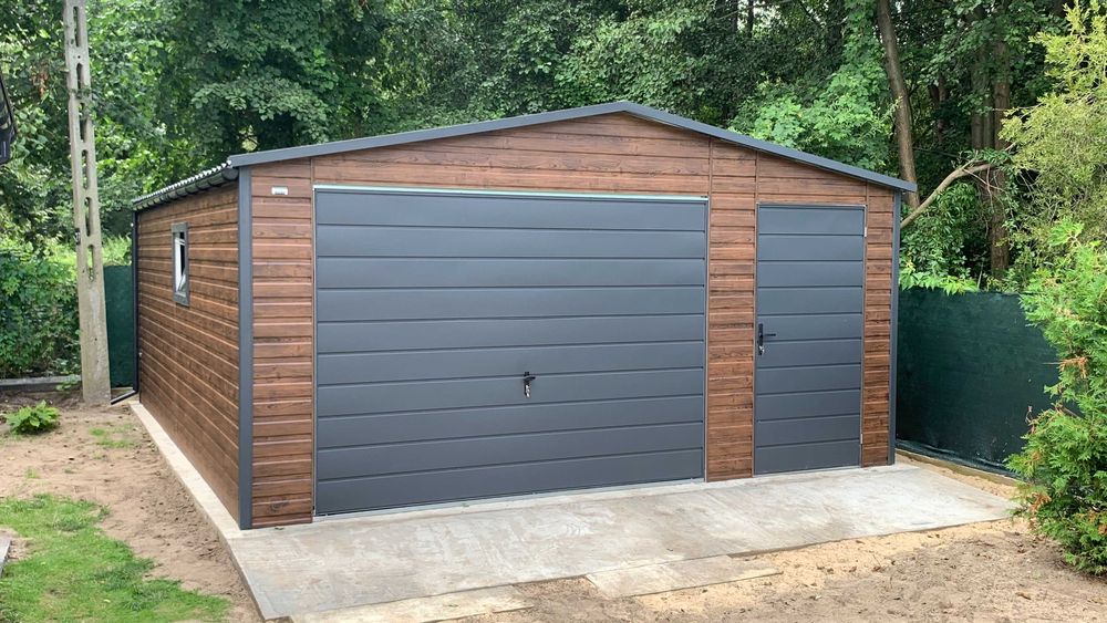 Garaż blaszany 6x5 z profila ocynkowanego grafit