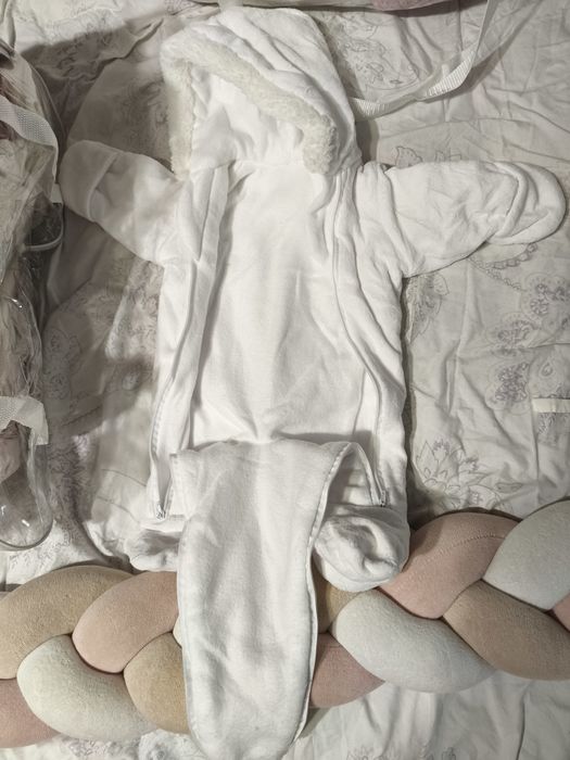 Теплий комплект на виписку з пологового будинку Ромбік білий