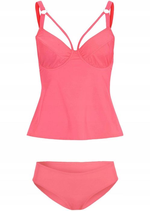 B.P.C tankini różowe neonowe z figami ^44 (85D)