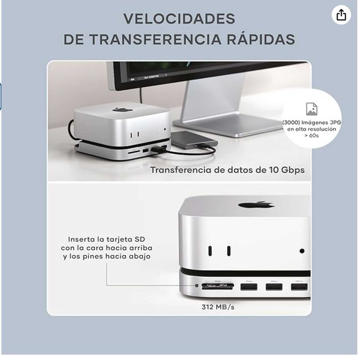 SATECHI Mac Mini M4 Hub e suporte com caixa SSD NVMe, Dock