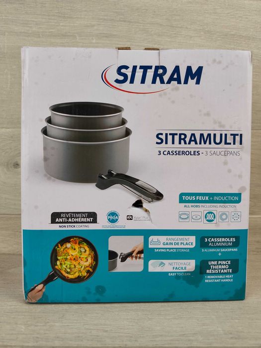 Sitram Zestaw 3 garnków rondli aluminium 16/18/20 cm z uchwytem