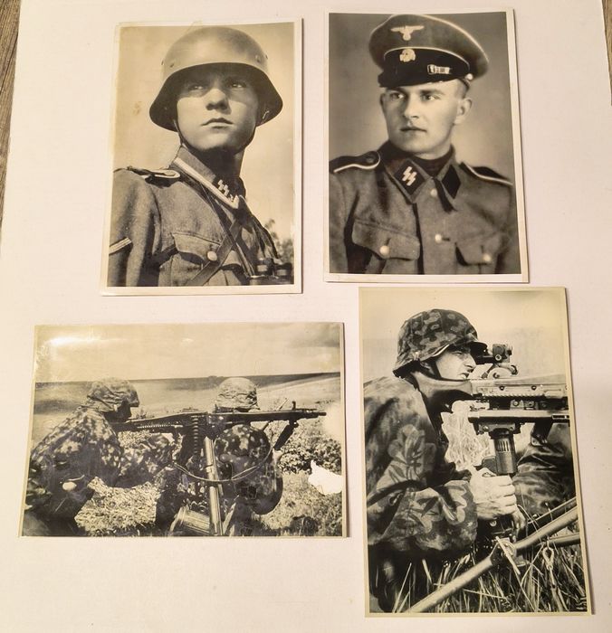 Lote de 4 fotografias das tropas das SS anos 50