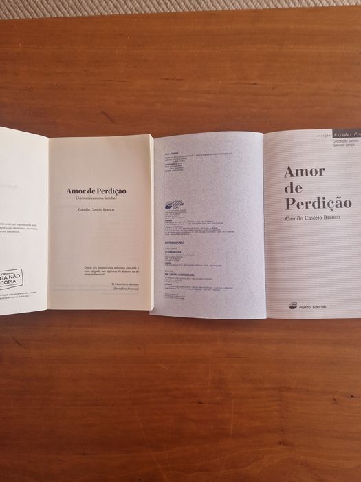 "Amor de Perdição" e romance "A Queda dum Anjo"de Camilo C. Branco.