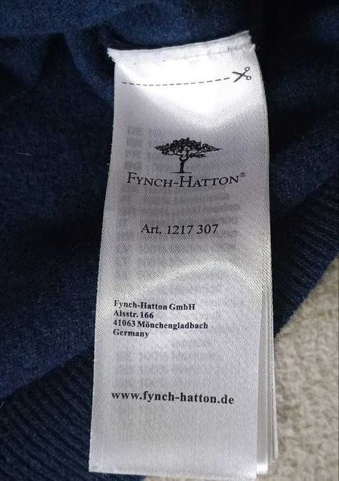 Мужской свитер Fynch-Hatton ,V-образный вырез,шерсть премиум-класса,XL