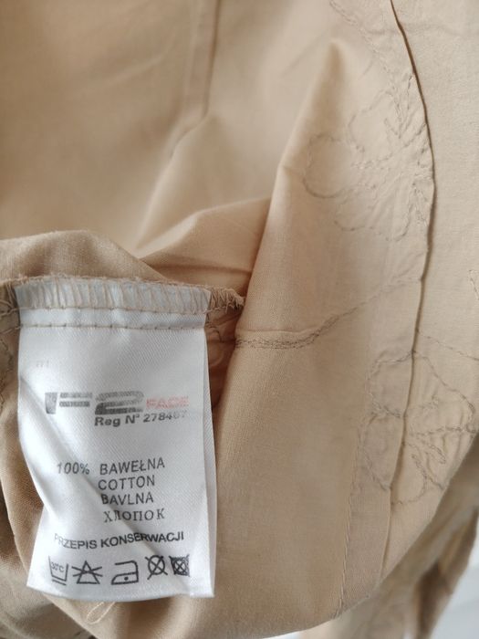 Beżowa koszula z haftem kwiatowym boho vintage