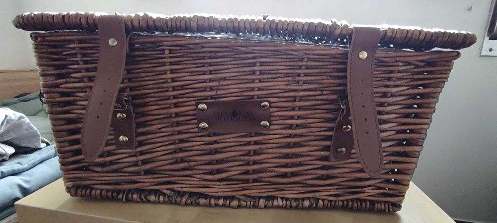 Cesta de Piquenique de Vime com Forro