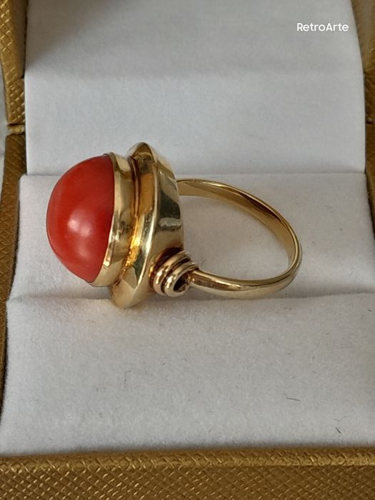 R.10 Zabytkowy Pierścionek 6.35g Koral Złoto 585 WYCENA