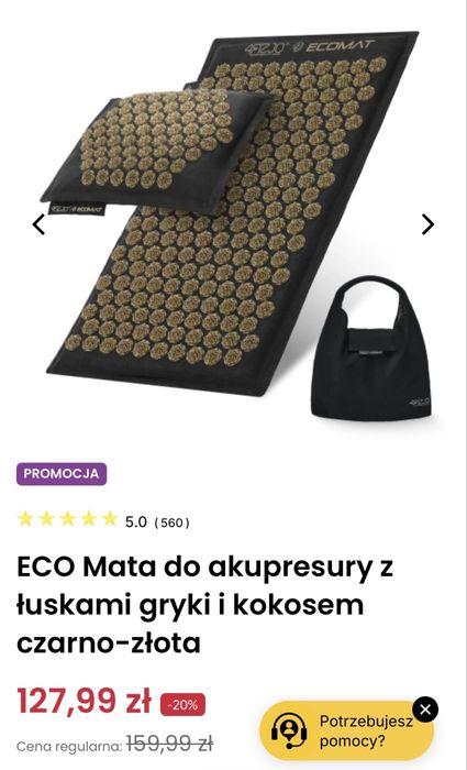 Mata do akupresury z poduszką 4FIZJO ECO zestaw